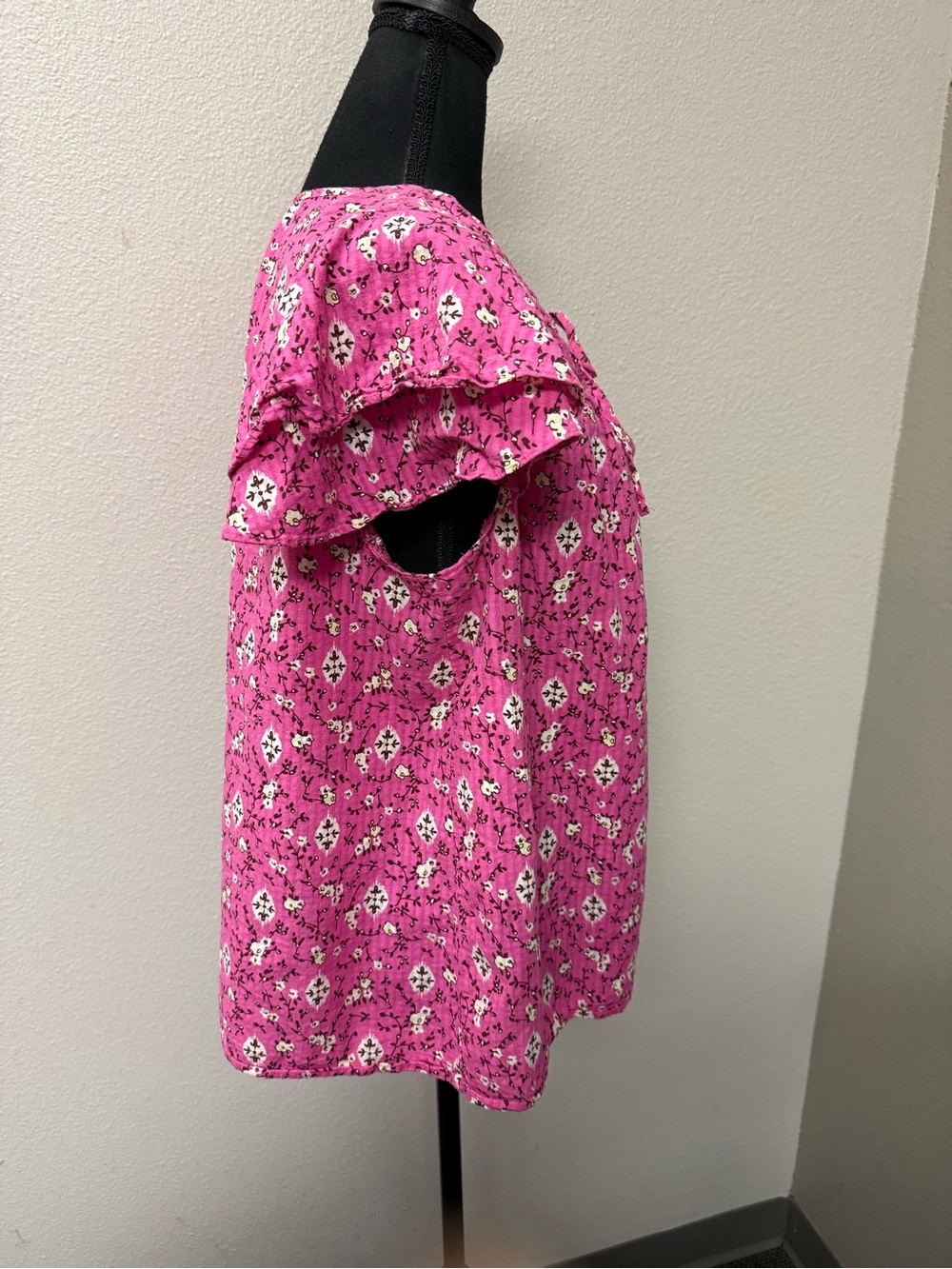 Lane Bryant Floral Tie Neck Peasant Blouse Pink Boho Cottagecore Size 16 - Picture 6 of 10